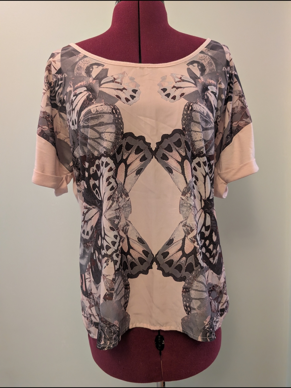 Butterfly Print Pink Women's Top
